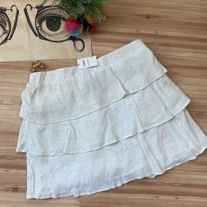 Cotton On NWT Polka Dot Tiered Mini Skirt Gardenia White & Black Sz Large